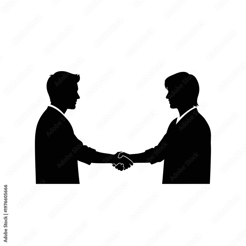 Fototapeta premium Business handshake silhouette, agreement and partnership concept