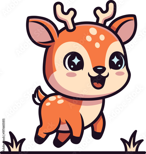 Adorable Kawaii Deer Illustration for Children's Books and Nature Themes