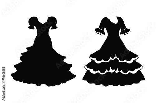 Ballgown silhouettes elegant dresses vector collection silhouette collection