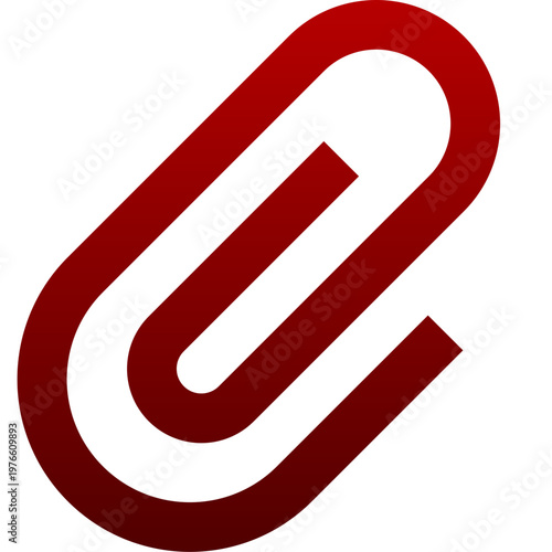 Red paperclip icon for file attachment office document and email clip