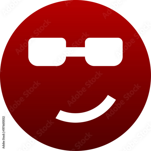 Red chill face icon for relaxing vibe style sunglasses and mood