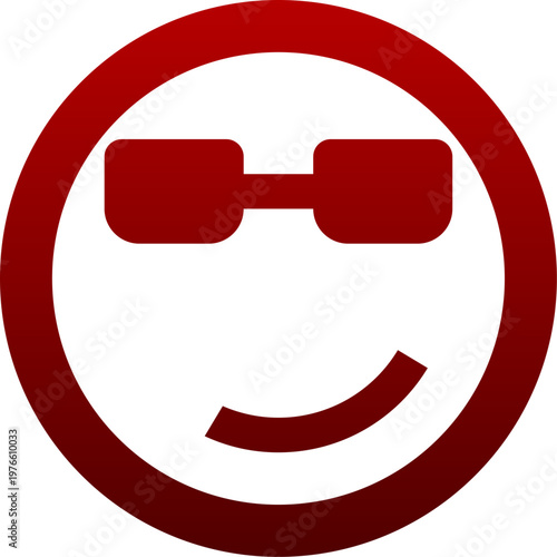 Red cool face icon for smart style sunglasses mood and fashion