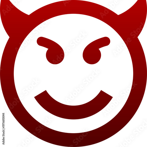 Red evil face icon for naughty fun devil mood and character joke