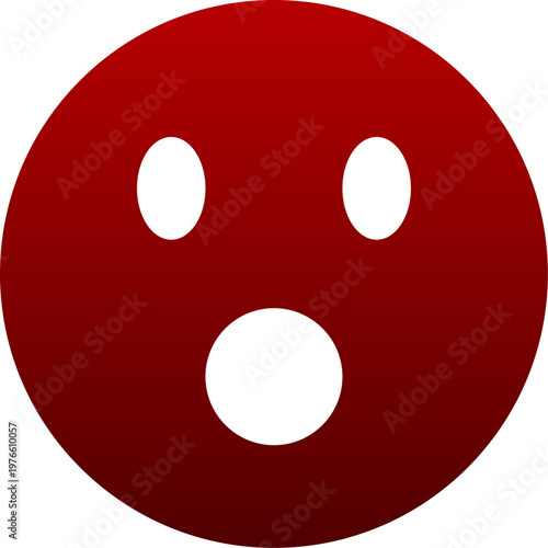 Red surprised face icon for amazing news and shocked emotion