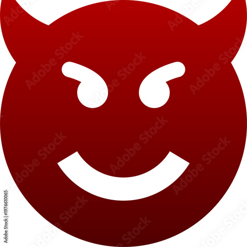 Red naughty devil face icon for prank joke and halloween monster