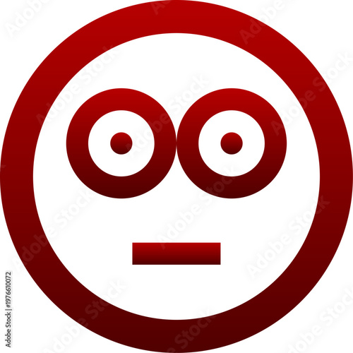 Red baffled face icon for confusion and puzzled emotion character