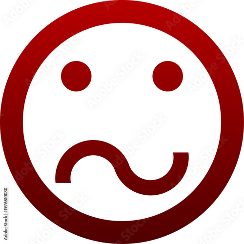 Red confused face icon for doubt status and emotion expression