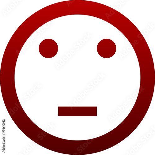 Red neutral face icon for average rate feedback and mood status