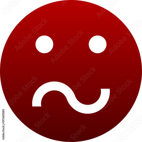 Red unsure face icon for complex task and confused emotion