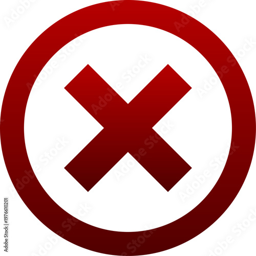 Red cancel circle icon for close error stop and delete status