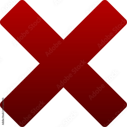 Red cross icon for delete error cancel and remove status