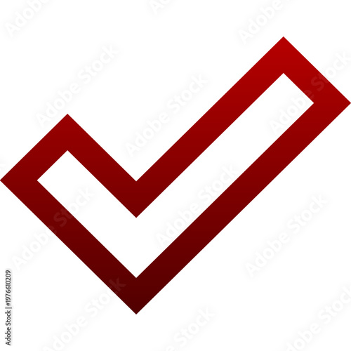 Red outline check icon for valid task verify and approve status