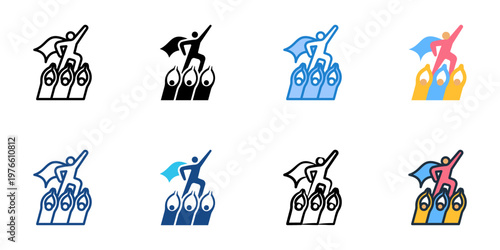 Bystander effect icons set multiple style collection. Editable stroke 
