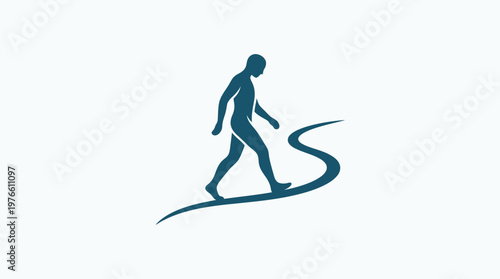 Silhouette Of A Man Walking On A Curved Path