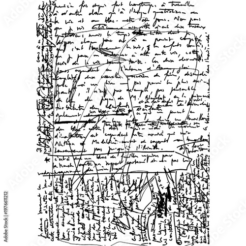 Grunge texture handwritte on old paper with scribbles and notes