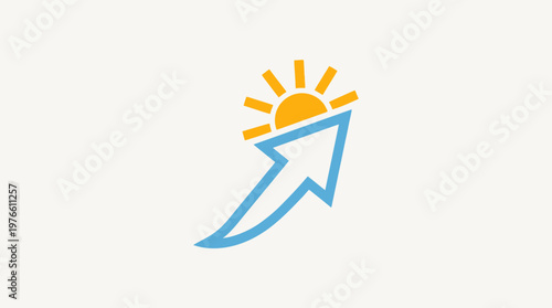 Abstract Arrow and Sun Logo Design
