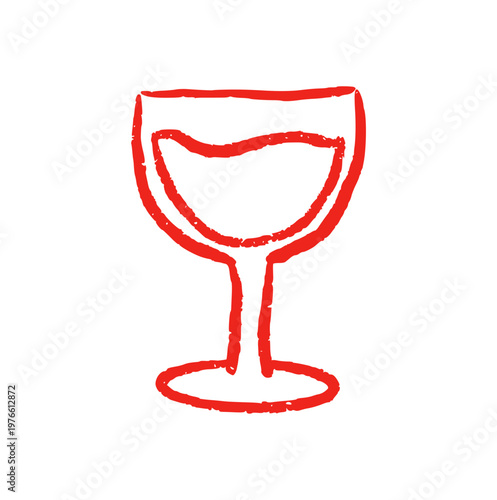 wine glass icon, hand drawn doodle red wine, alcohol drink goblet, celebration toast, beverage catering or bar menu element