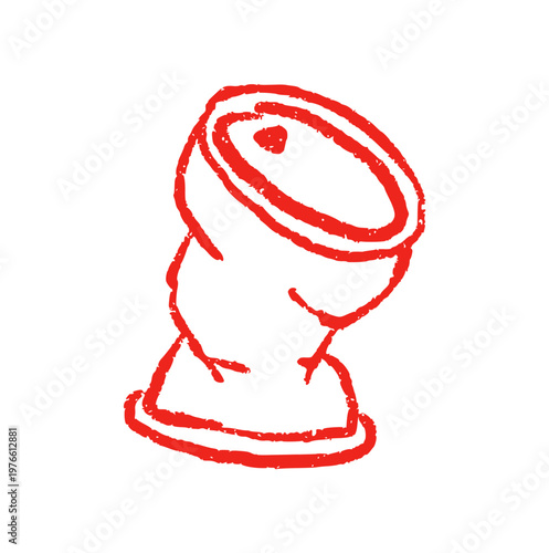 Hand Drawn Crushed Soda Can, Crayon Wax Texture Doodle, Red Aluminum Drink Tin Illustration, Junk Food Concept, Recyclable Trash Element