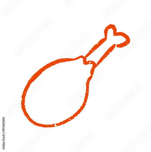 fried chicken leg, hand drawn doodle crispy drumstick, fast food snack, meat poultry, delicious roasted chicken icon or element