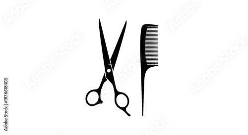 Professional Hairdressing Scissors and Comb Icon Set
