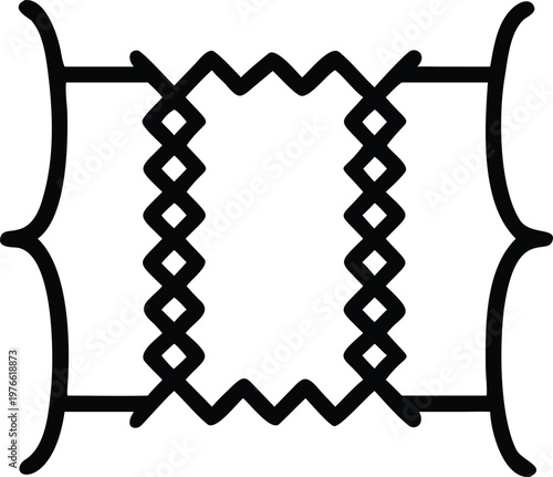 durable black fabric swatch with reinforced stitching vector illustration