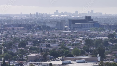 Wallpaper Mural Telephoto Aerial of Torrance Neighborhoods and Long Beach Skyline Torontodigital.ca
