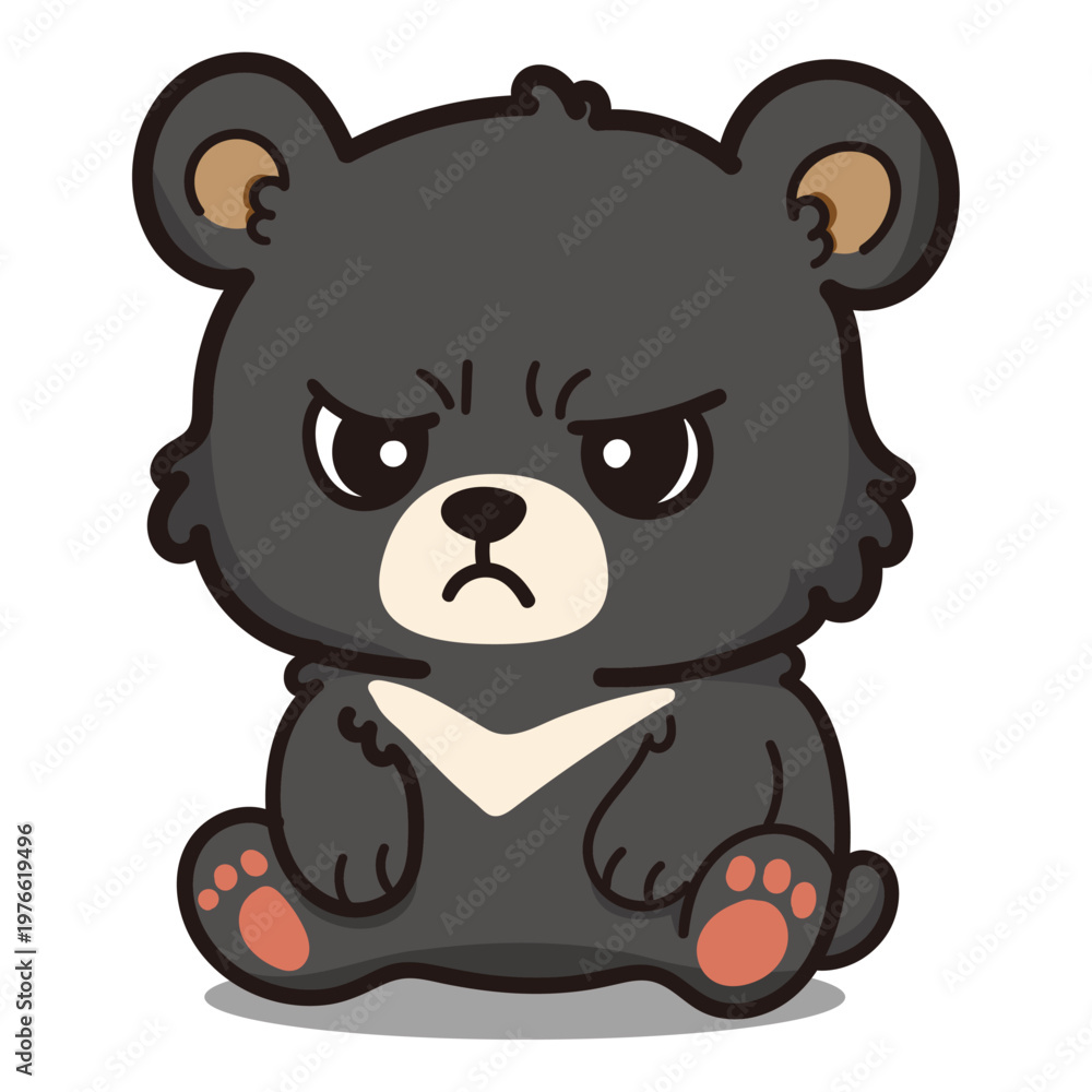 Fototapeta premium Angry Taiwanese Black Bear Cartoon Character Illustration