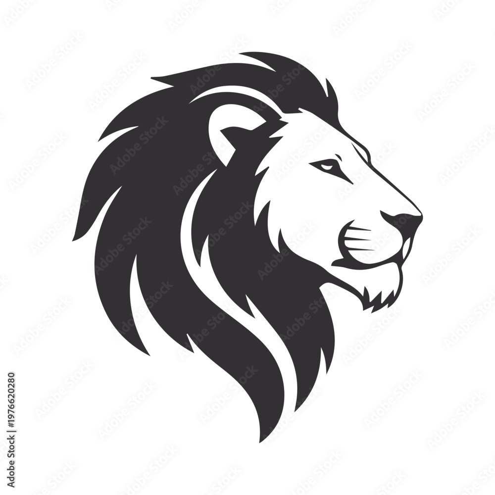 Fototapeta premium roaring lion head flat design vector illustration