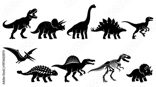 10 Dinosaur Silhouette Vector Pack – Prehistoric Animal SVG Collection