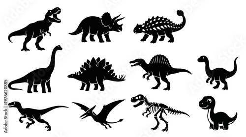 10 Dinosaur Silhouette Vector Pack – Prehistoric Animal SVG Collection