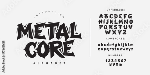 Metal core horror death metal display font with sharp edge jagged thorn style for music branding