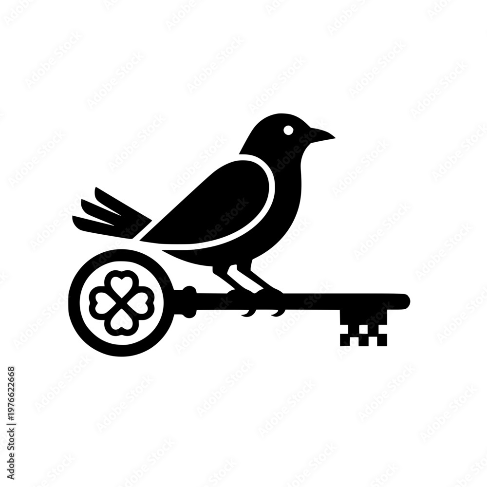 Obraz premium Bird perched on vintage key