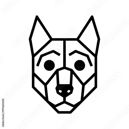 Minimalist geometric line art German Shepherd dog head icon