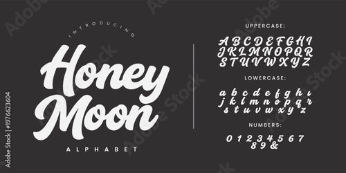 Honey moon elegant script font with smooth cursive handwritten style for wedding invitations and luxury branding