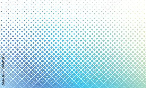 ひし形のタイルが縦に並ぶ青と緑のグラデーションがかかったハーフトーンの壁紙