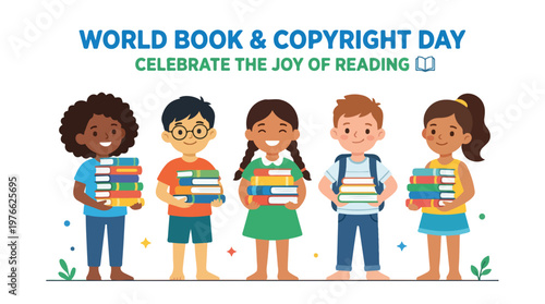vector of children student celebrating "World Book and Copyright Day" 0014