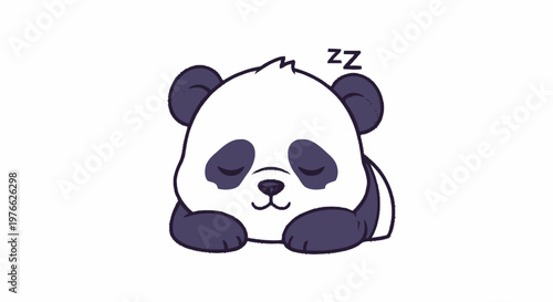 Adorable cartoon panda sleeping peacefully with closed eyes, dreaming.