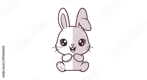 Adorable cartoon rabbit with big eyes and cute expression.