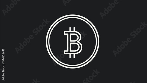 Bitcoin Cryptocurrency Digital Currency Symbol on Dark Background.