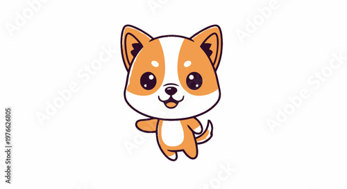 Adorable Cartoon Puppy Smiling Happily with a Friendly Gesture.