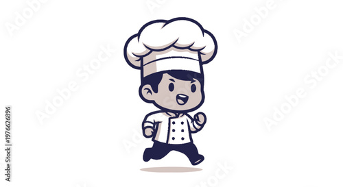 Cheerful Cartoon Chef Running with Joy and Enthusiasm.