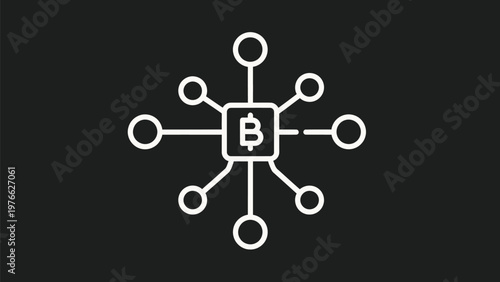 Bitcoin Cryptocurrency Network Symbol on Dark Background Illustration.