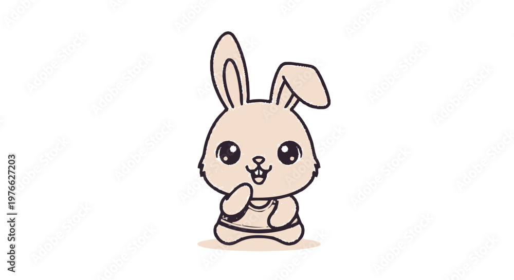 Obraz premium Adorable Cartoon Bunny Rabbit with Big Eyes and Cute Expression.