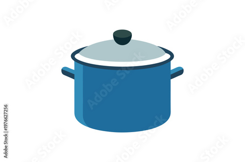 Simple illustration of a blue stockpot with a matching lid