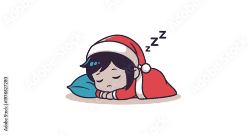 Adorable Cartoon Character Sleeping Peacefully on a Soft Pillow.