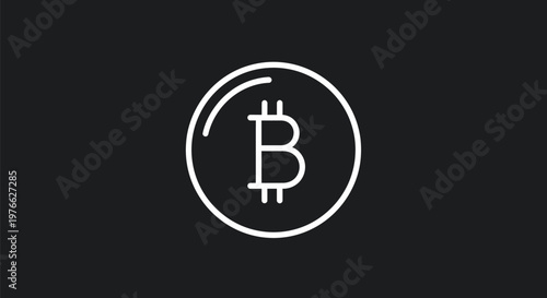 Bitcoin Cryptocurrency Symbol Isolated on Black Background for Digital Currency.