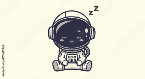 Cute Cartoon Astronaut Sleeping Peacefully in Space Suit.