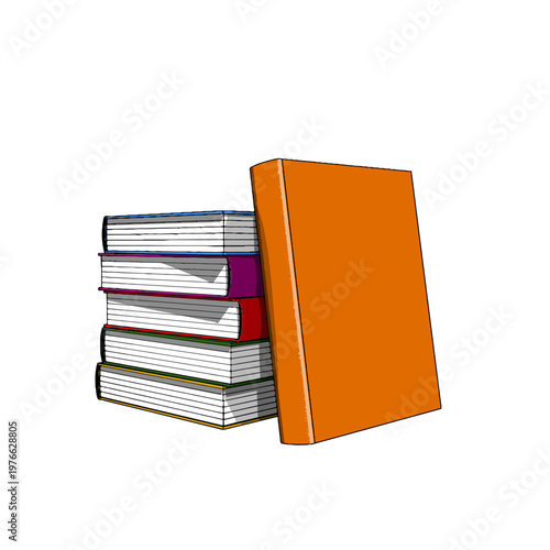 Hardcover Book with Bookmark on White Background. Vector Illustration.