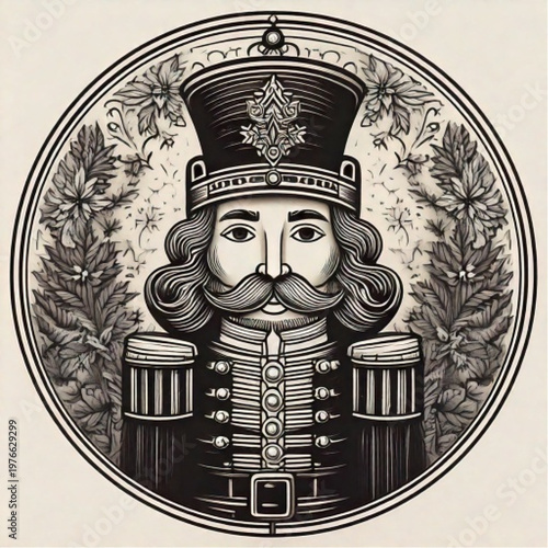 Ornate King Nutcracker Illustration with Crown and Uniform.