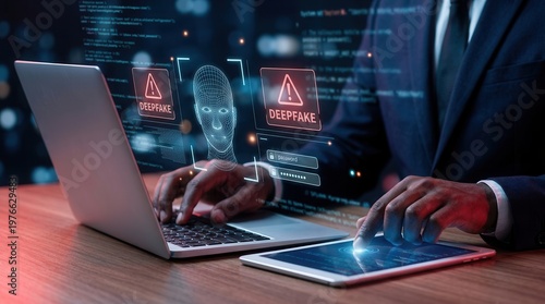 Online security relies on facial tracking and deepfake detection technology to safeguard against cyber threats and unauthorized login.